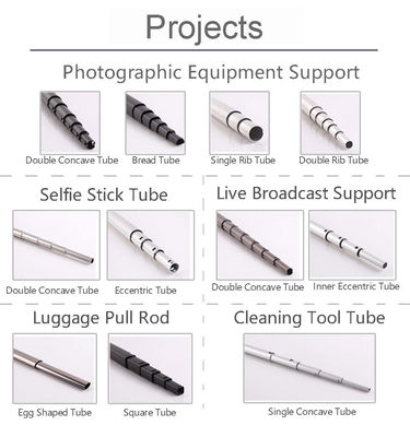 Round 6063 6061 Aluminium Tube Pipe Telescopic Customized