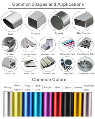 Extruded Aluminum Tube Round, rectangular,Oval, Square and custom Profiles